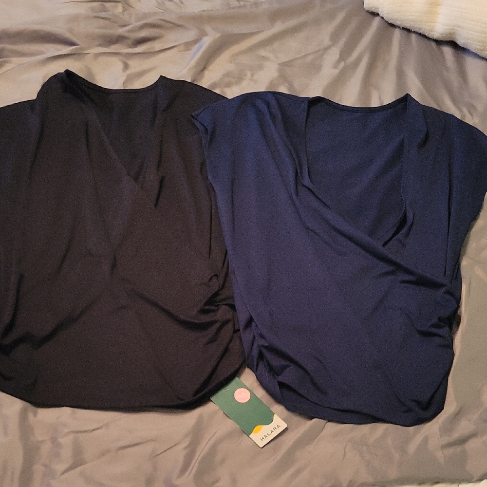 Black and Blue Wrap Tops Halara Lot Of 3 Size Med